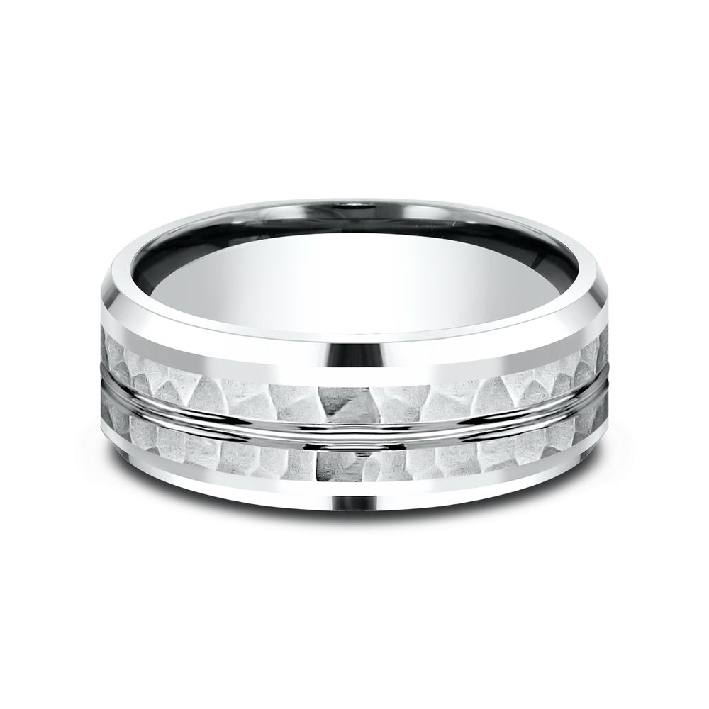 The Ridley Men's Wedding Band in 14K White Gold - 8mm Width by Benchmark