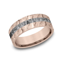 The Rift Men's Wedding Band in 14k Rose Gold and Grey Tantalum - 7mm Width by Ammara Stone