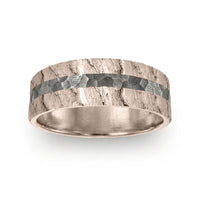 The Rift Men's Wedding Band in 14k Rose Gold and Grey Tantalum - 7mm Width by Ammara Stone