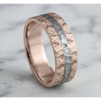 The Rift Men's Wedding Band in 14k Rose Gold and Grey Tantalum - 7mm Width by Ammara Stone