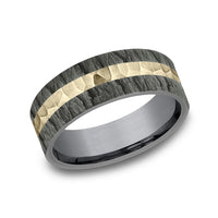 The Rift Men's Wedding Band in Grey Tantalum and 14k Yellow Gold - 7mm Width by Ammara Stone