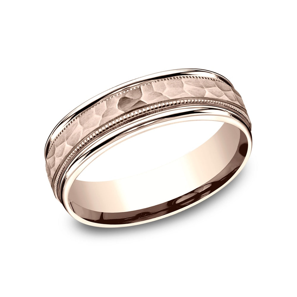 The Riker Men's Wedding Band in 14K Rose Gold - 6.5mm by Benchmark ...