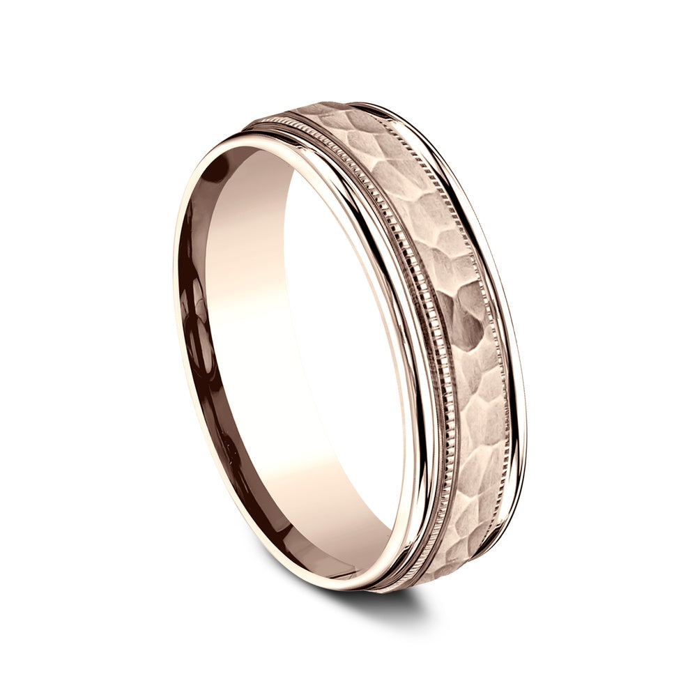 The Riker Men's Wedding Band in 14K Rose Gold - 6.5mm by Benchmark