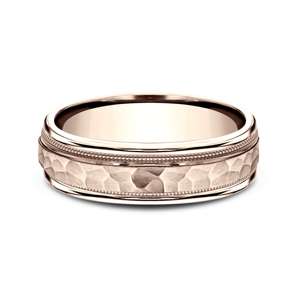 The Riker Men's Wedding Band in 14K Rose Gold - 6.5mm by Benchmark ...