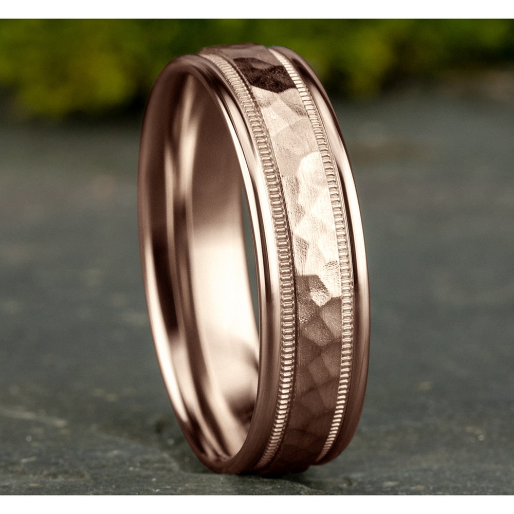 The Riker Men's Wedding Band in 14K Rose Gold - 6.5mm by Benchmark