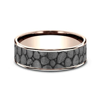 The River Rock Men's Wedding Band in 14K Rose Gold and Grey Tantalum - 7.5mm Width by Brook and Branch