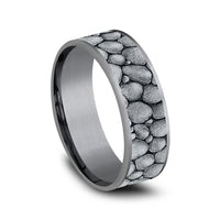 The River Rock Men's Wedding Band in Grey Tantalum and 14K White Gold - 7.5mm Width by Brook and Branch