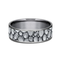 The River Rock Men's Wedding Band in Grey Tantalum and 14K White Gold - 7.5mm Width by Brook and Branch