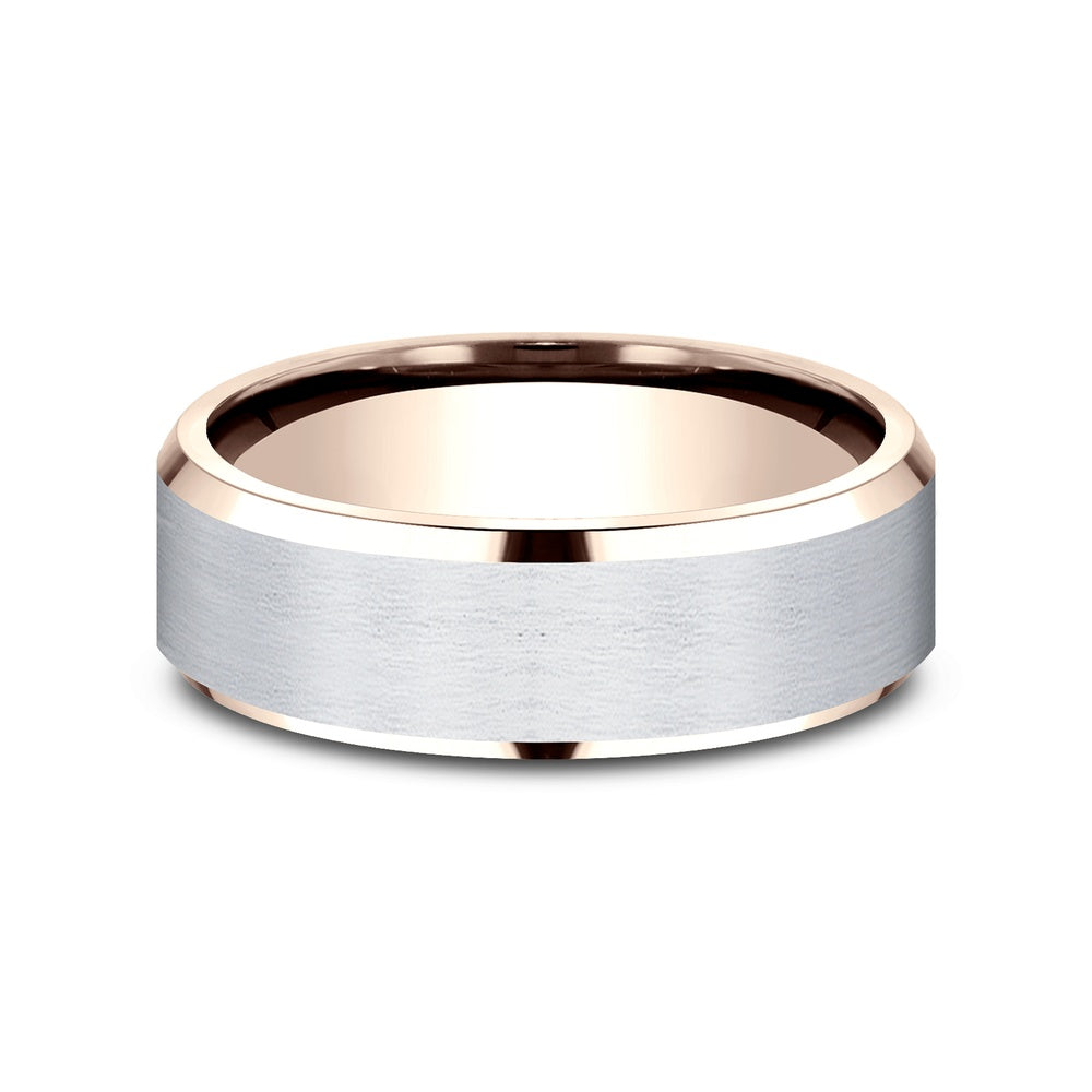 The Rockwell Men's Wedding Band in 14K Rose and White Gold - 7mm by Benchmark
