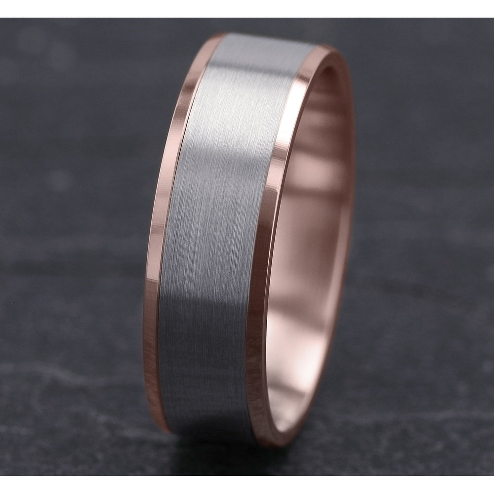 The Rockwell Men's Wedding Band in 14K Rose and White Gold - 7mm by Benchmark