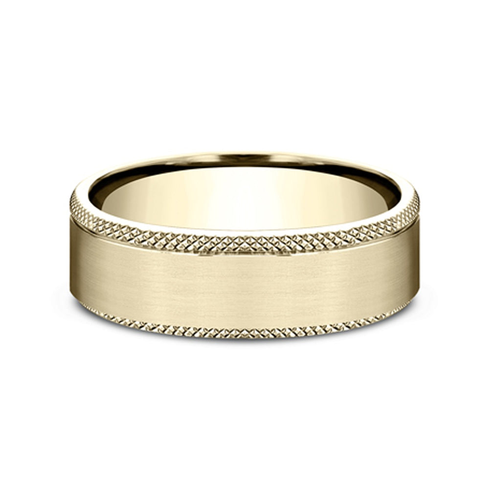 The Rogue Men's Wedding Band in 14K Yellow Gold - 6.5mm Width by Benchmark