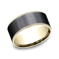 The Rogue Men's Wedding Band in 14K Yellow Gold and Black Titanium - 9mm Width by Ammara Stone