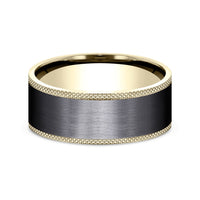 The Rogue Men's Wedding Band in 14K Yellow Gold and Black Titanium - 9mm Width by Ammara Stone