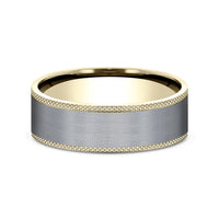 The Rogue Men's Wedding Band in 14K Yellow Gold and Grey Tantalum - 7mm Width by Ammara Stone