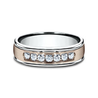 The Roosevelt Men's Wedding Band in 14K White and Rose Gold - 6mm Width by Benchmark