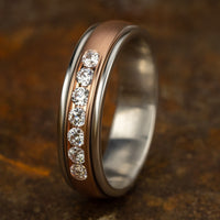 The Roosevelt Men's Wedding Band in 14K White and Rose Gold - 6mm Width by Benchmark