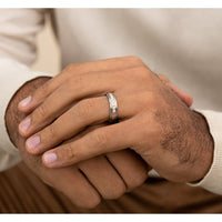The Roosevelt Men's Wedding Band in 14K White and Rose Gold - 6mm Width by Benchmark