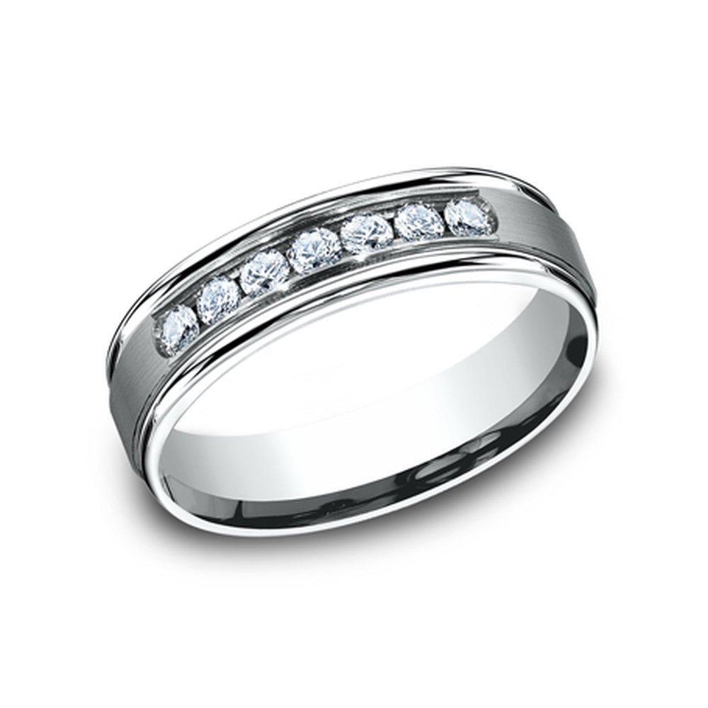 The Roosevelt Men's Wedding Band in 14K White Gold - 6mm Width by Benchmark