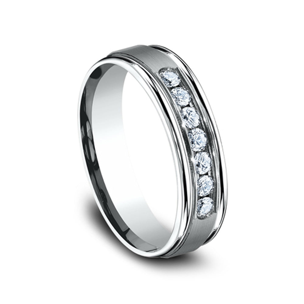 The Roosevelt Men's Wedding Band in 14K White Gold - 6mm Width by Benchmark