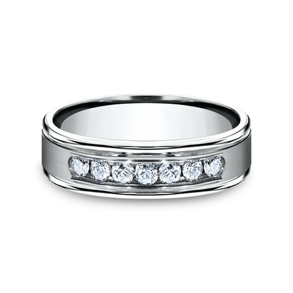 The Roosevelt Men's Wedding Band in 14K White Gold - 6mm Width by Benchmark