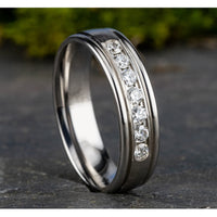 The Roosevelt Men's Wedding Band in 14K White Gold - 6mm Width by Benchmark