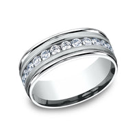 The Roosevelt Men's Wedding Band in 14K White Gold - 8mm Width by Benchmark