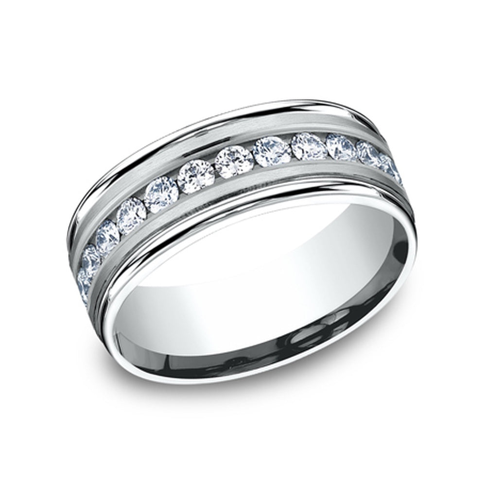 The Roosevelt Men's Wedding Band in 14K White Gold - 8mm Width by Benchmark