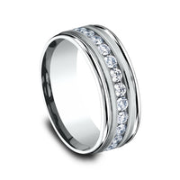 The Roosevelt Men's Wedding Band in 14K White Gold - 8mm Width by Benchmark
