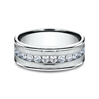 The Roosevelt Men's Wedding Band in 14K White Gold - 8mm Width by Benchmark