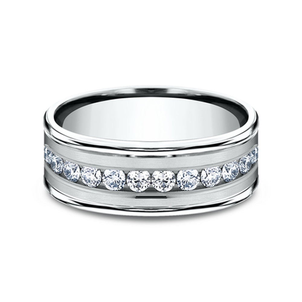 The Roosevelt Men's Wedding Band in 14K White Gold - 8mm Width by Benchmark