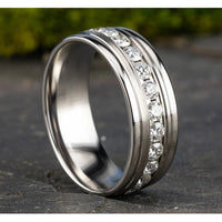 The Roosevelt Men's Wedding Band in 14K White Gold - 8mm Width by Benchmark