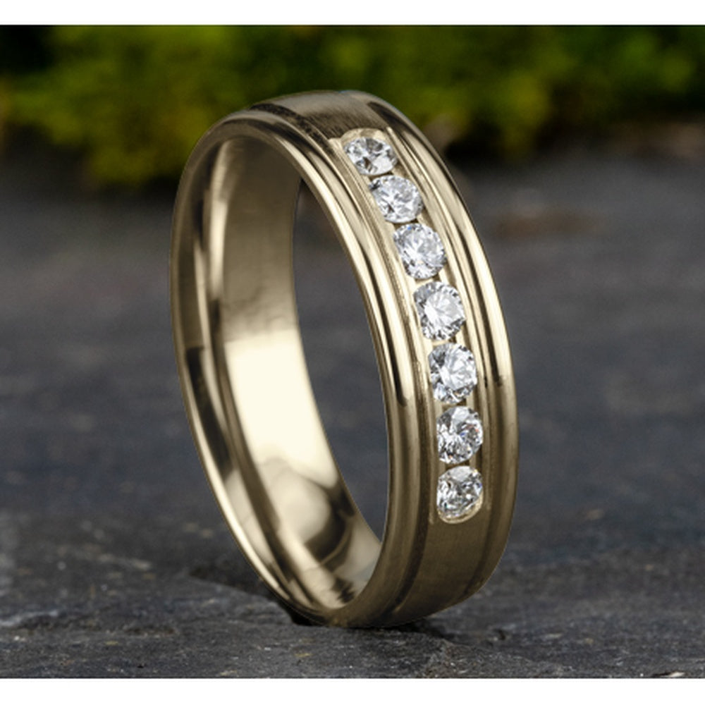 The Roosevelt Men's Wedding Band in 14K Yellow Gold - 6mm Width by Benchmark