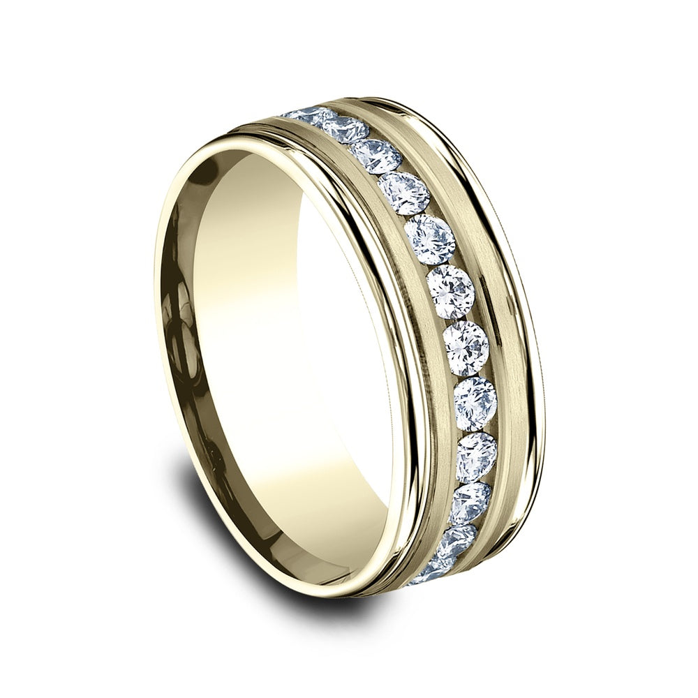 The Roosevelt Men's Wedding Band in 14K Yellow Gold - 8mm Width by Benchmark