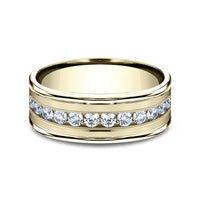 The Roosevelt Men's Wedding Band in 14K Yellow Gold - 8mm Width by Benchmark