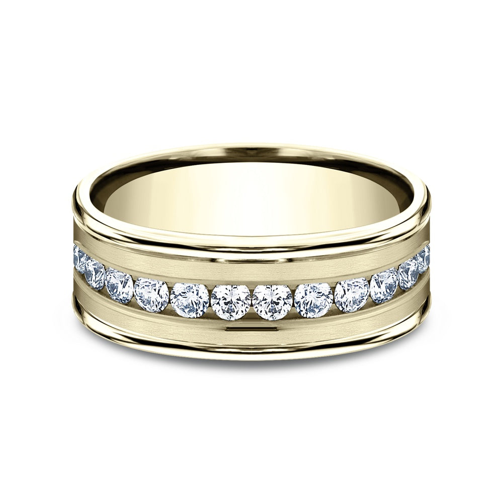 The Roosevelt Men's Wedding Band in 14K Yellow Gold - 8mm Width by Benchmark
