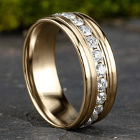 The Roosevelt Men's Wedding Band in 14K Yellow Gold - 8mm Width by Benchmark