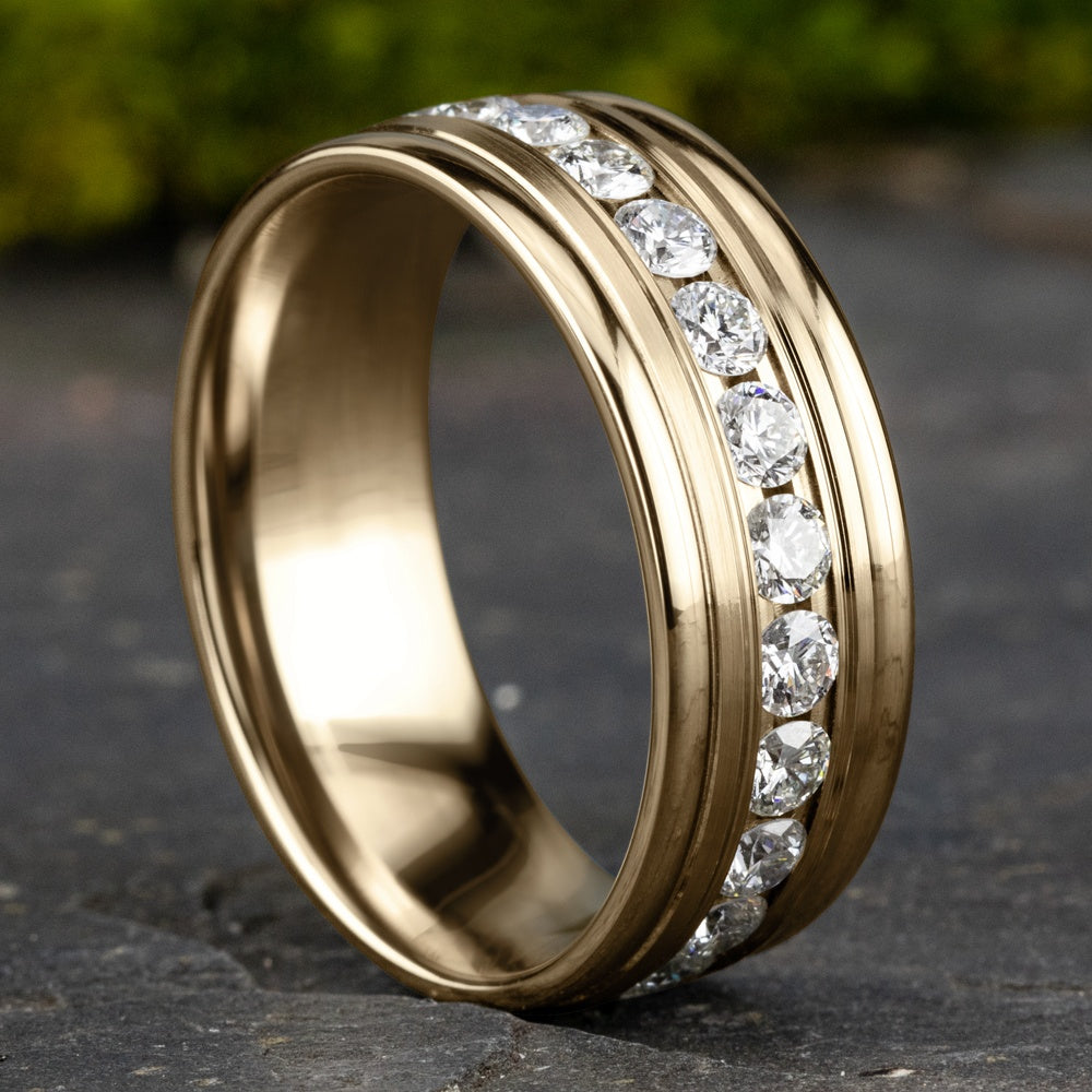 The Roosevelt Men's Wedding Band in 14K Yellow Gold - 8mm Width by Benchmark