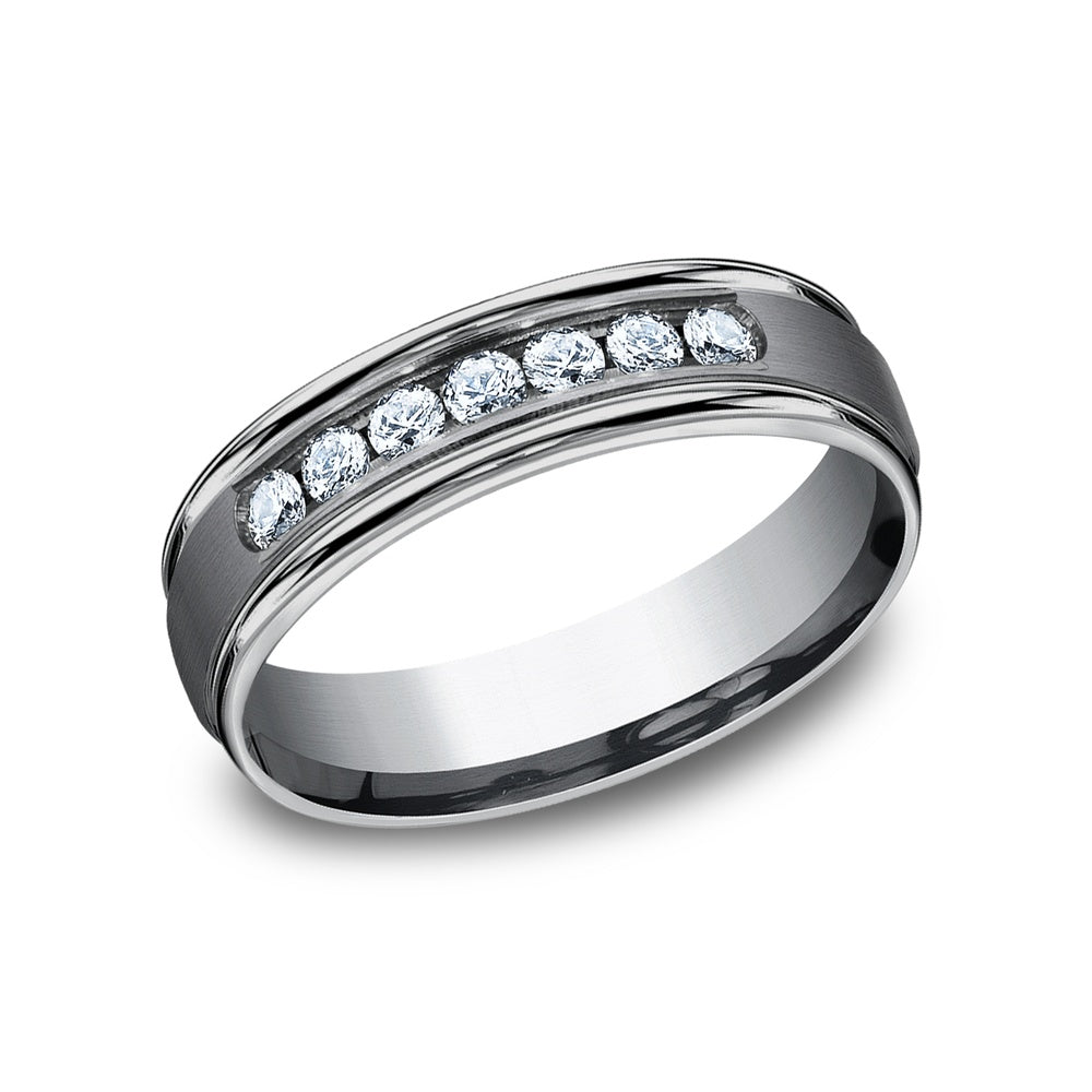 The Roosevelt Men's Wedding Band in Grey Tantalum - 6mm Width by Tantalum