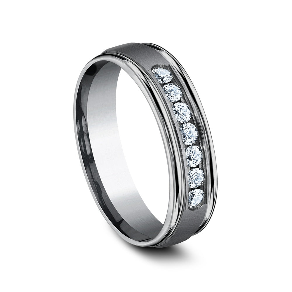 The Roosevelt Men's Wedding Band in Grey Tantalum - 6mm Width by Tantalum