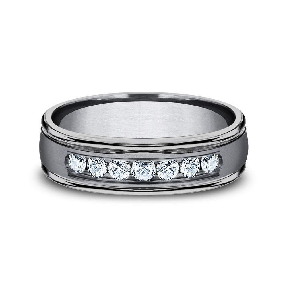 The Roosevelt Men's Wedding Band in Grey Tantalum - 6mm Width by Tantalum