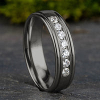 The Roosevelt Men's Wedding Band in Grey Tantalum - 6mm Width by Tantalum