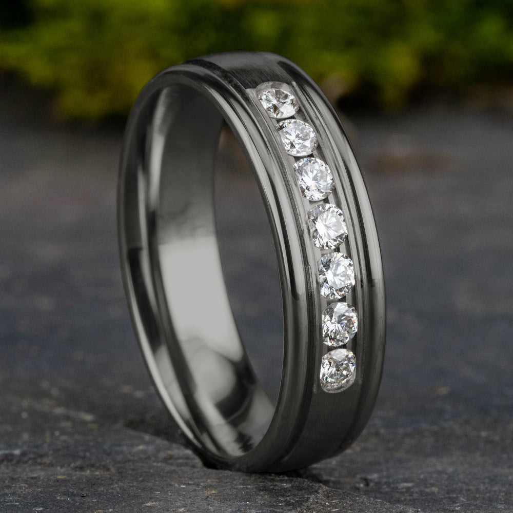 The Roosevelt Men's Wedding Band in Grey Tantalum - 6mm Width by Tantalum