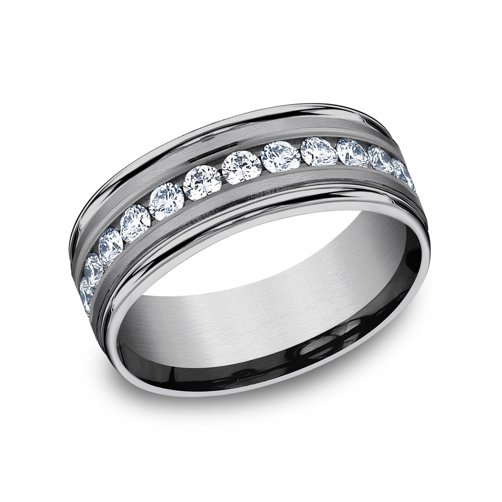 The Roosevelt Men's Wedding Band in Grey Tantalum - 8mm Width by Tantalum