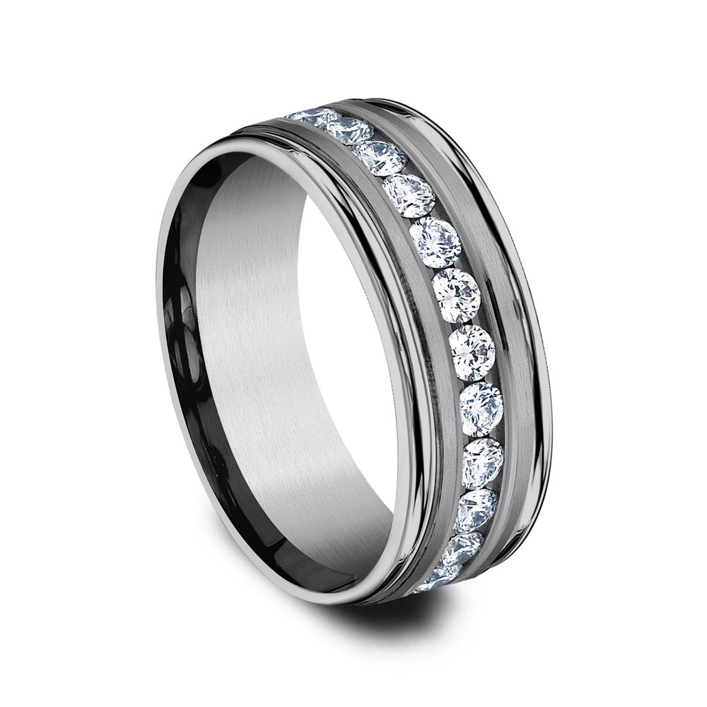 The Roosevelt Men's Wedding Band in Grey Tantalum - 8mm Width by Tantalum