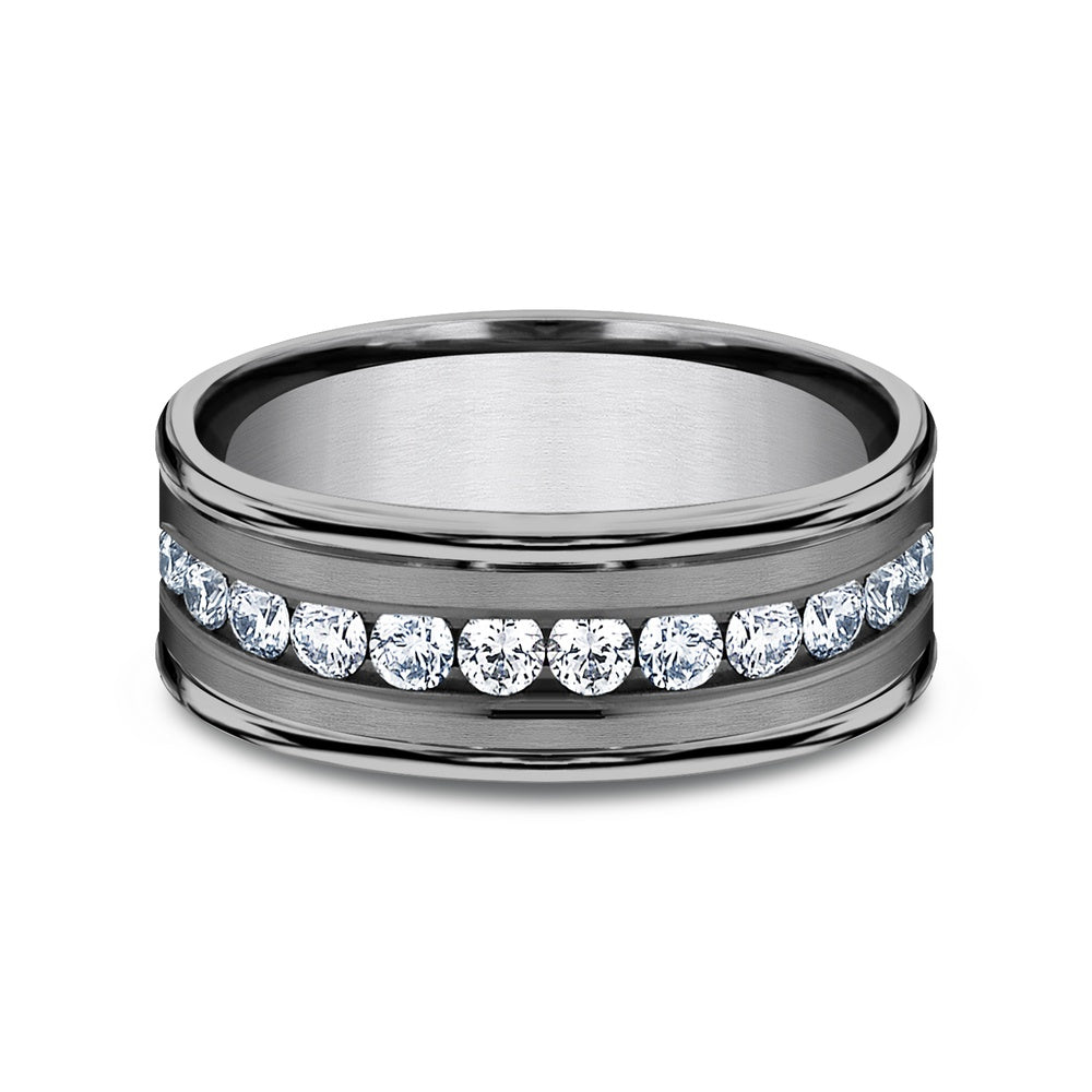The Roosevelt Men's Wedding Band in Grey Tantalum - 8mm Width by Tantalum