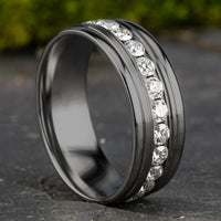 The Roosevelt Men's Wedding Band in Grey Tantalum - 8mm Width by Tantalum