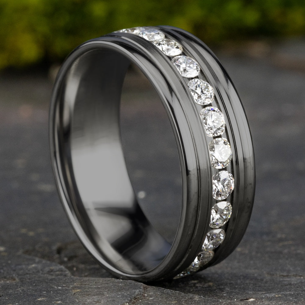 The Roosevelt Men's Wedding Band in Grey Tantalum - 8mm Width by Tantalum