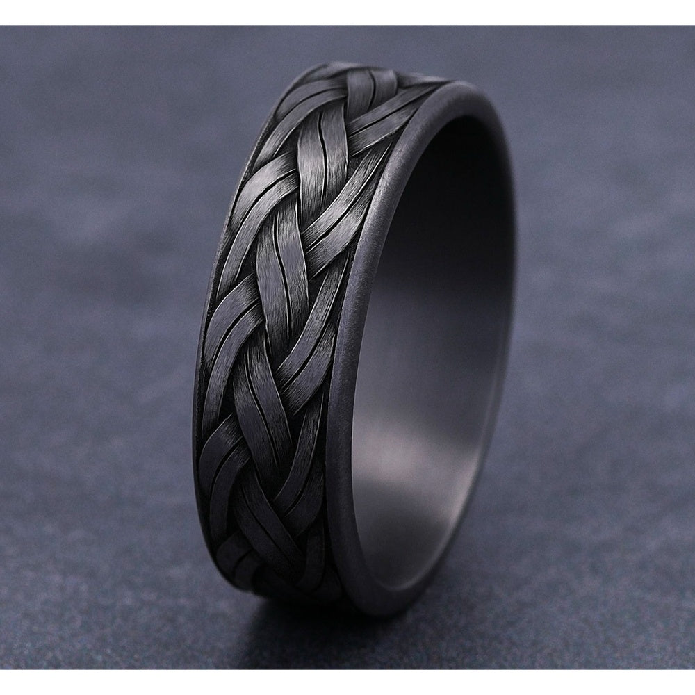 The Rope Men's Wedding Band in Grey Tantalum - 7mm Width by Tantalum