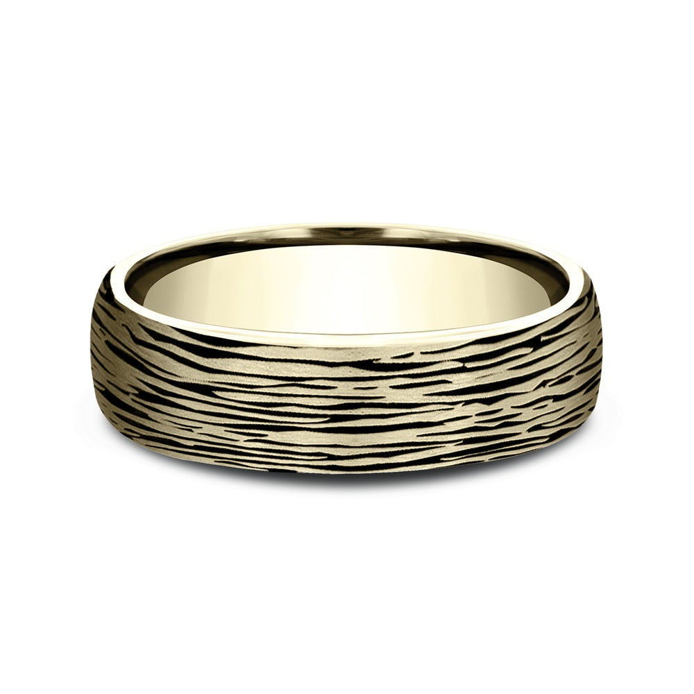 The Rowan Men's Wedding Band in 14K Yellow Gold - 6.5mm Width by Benchmark