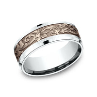 The Royal Men's Wedding Band in 14K White and Rose Gold - 8mm Width by Benchmark